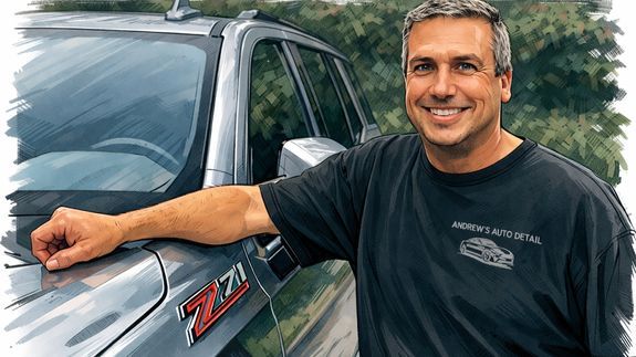 Andrew Polk providing professional auto detailing care