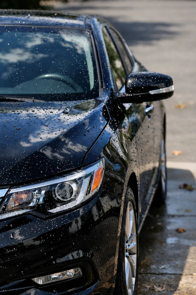 Auto detailer cleaning a vehicle interior during a total detail service